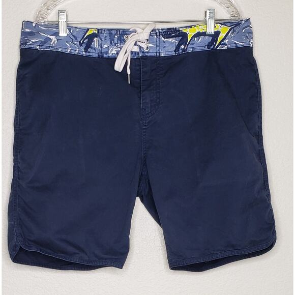 Quiksilver Other - Quiksilver Mens Board Shorts 34 Dark Blue Flat Front Zip Tie Waist Pockets